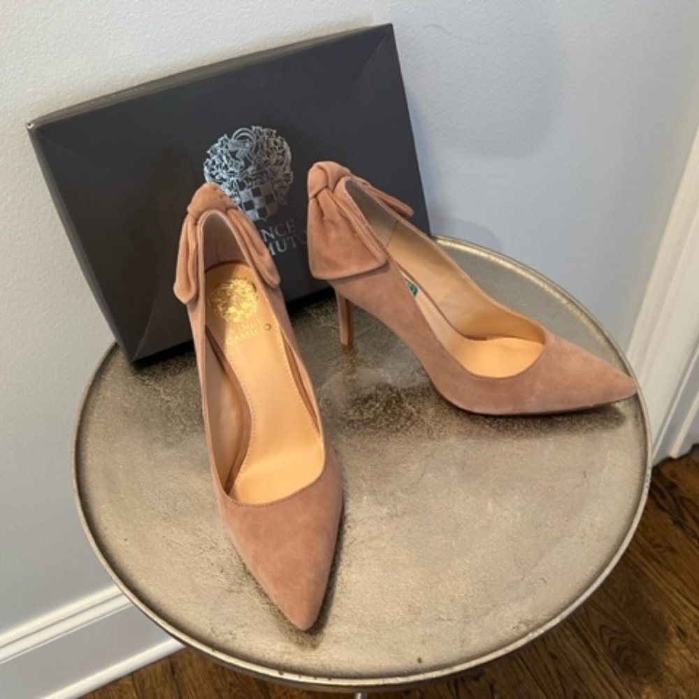 Vince Camuto Alexavia Suede Bow Pointed Toe Pumps